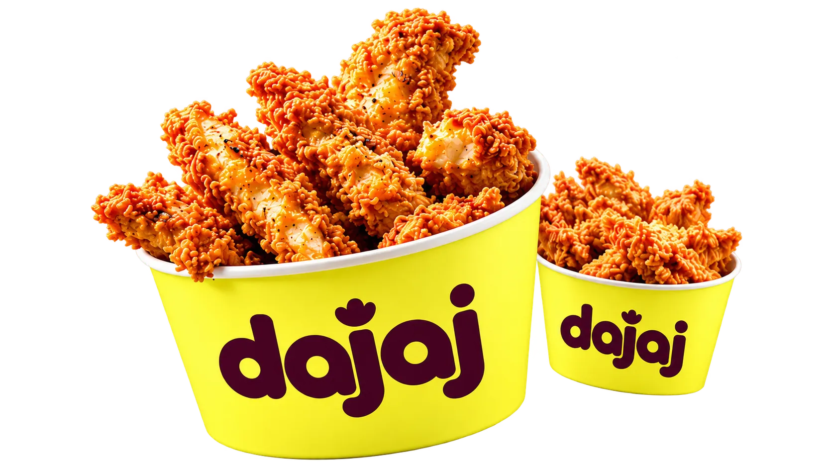 Deux buckets DAJAJ remplis de tenders de poulet croustillants