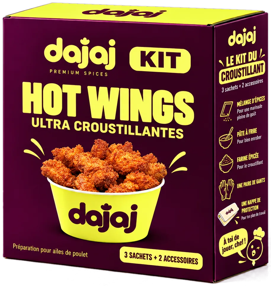 Packaging du kit DAJAJ Hot Wings ultra croustillantes